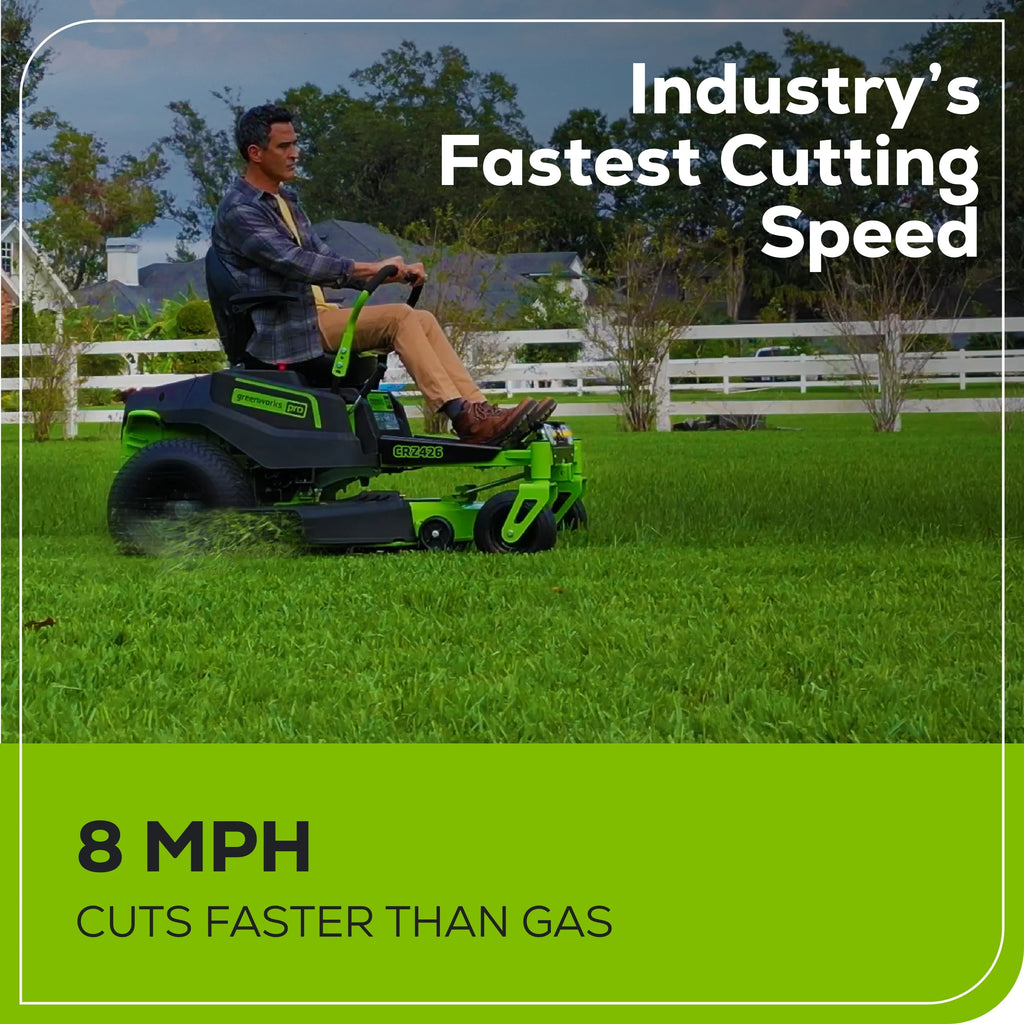 60V 42” Cordless Battery Zero Turn Riding Lawn Mower with 8Ah Batteries E509