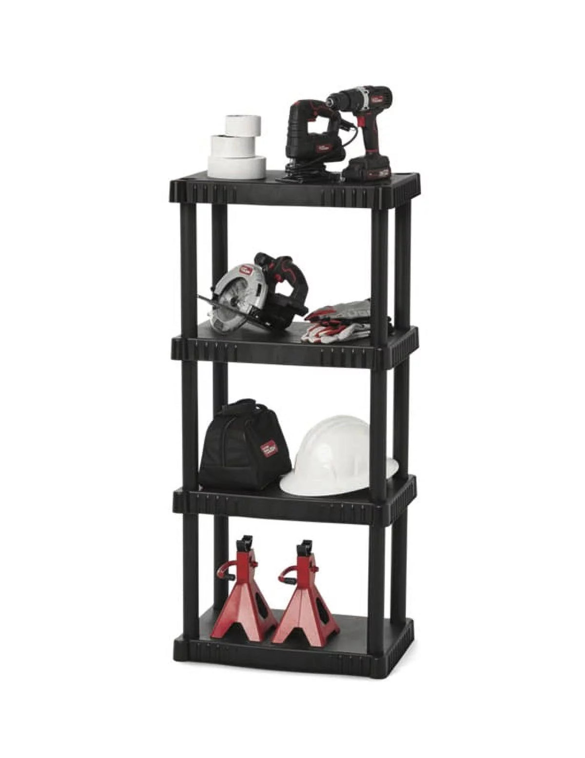 Plastic 4-Tier Storage Shelves Black W243