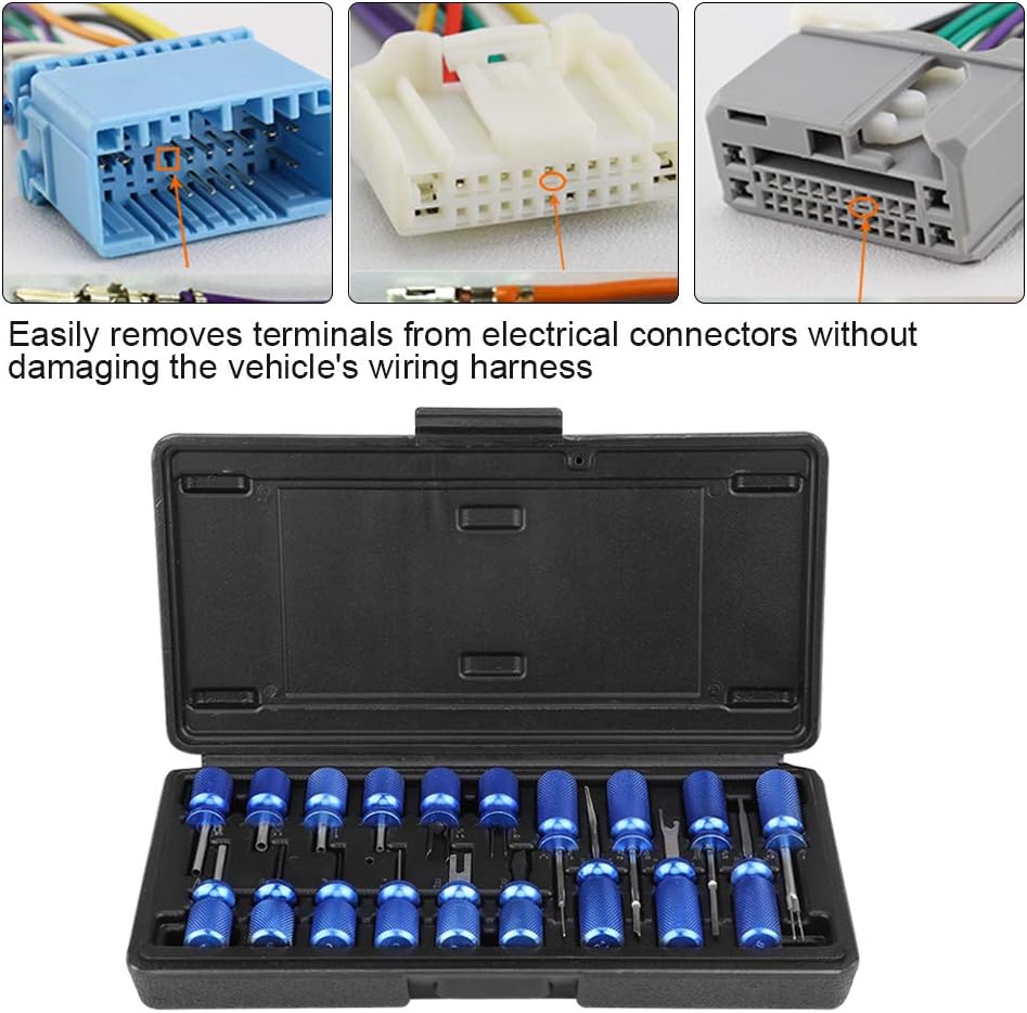 19 PCS Car Terminal Removal Tool Kit with Flat Twin Fork Blade Z54494