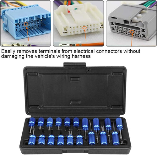 19 PCS Car Terminal Removal Tool Kit with Flat Twin Fork Blade Z54494