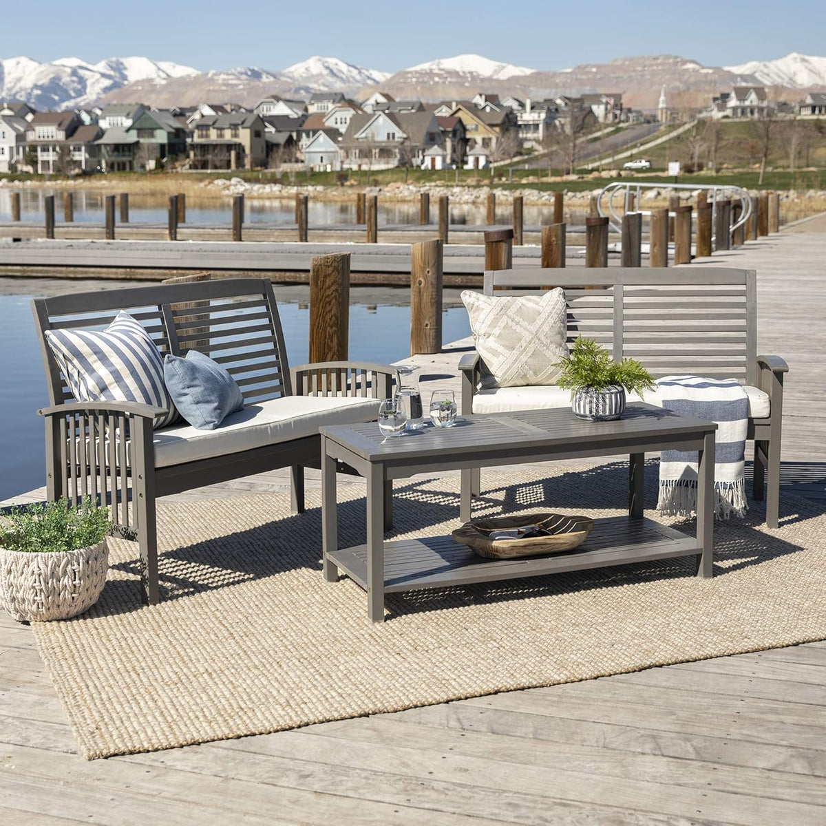 Brown Acacia Wood Outdoor Accent Table D248314