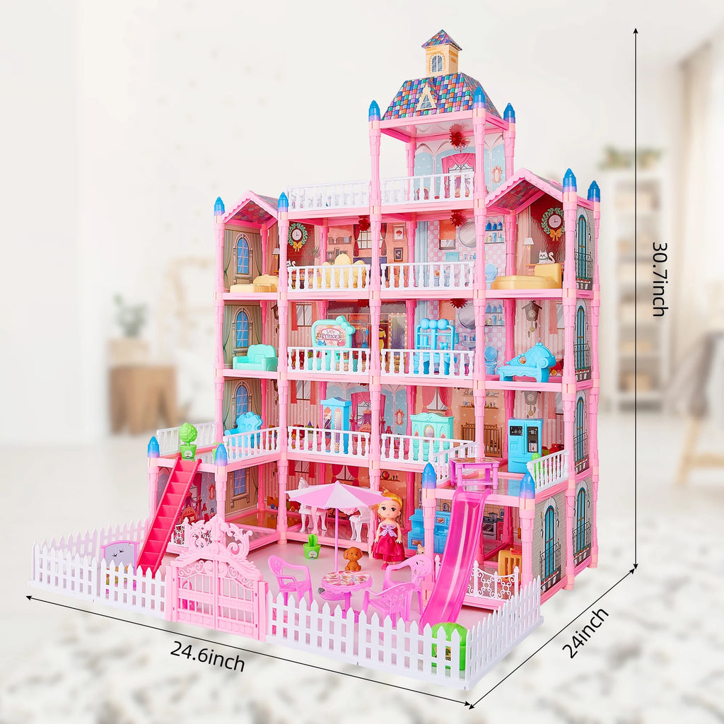 5-Story 19 Rooms Dollhouse with 1 Doll Toy Figure S672