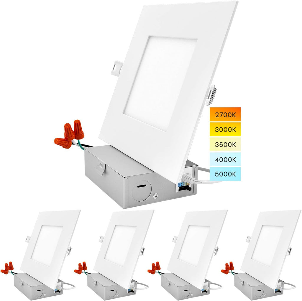 6 Inch Square LED Recessed Lighting, 12W, 1000 Lumens, 4 Pack N304