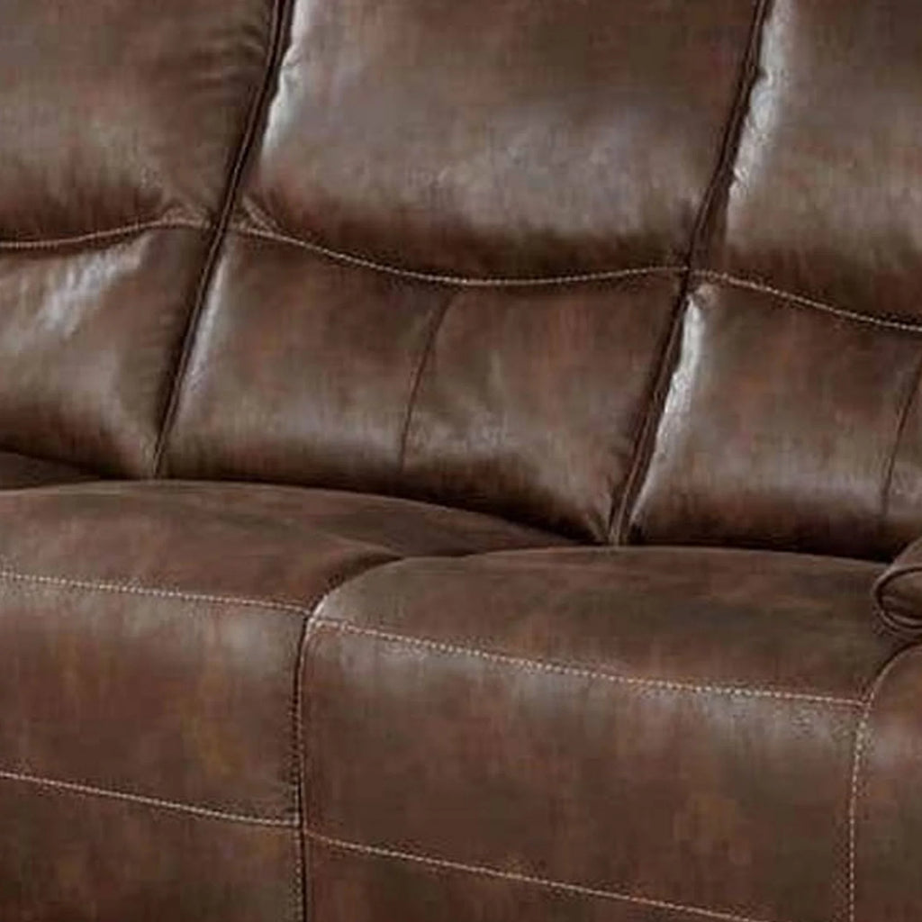 Brown Reclining Sofa with USB Port D164