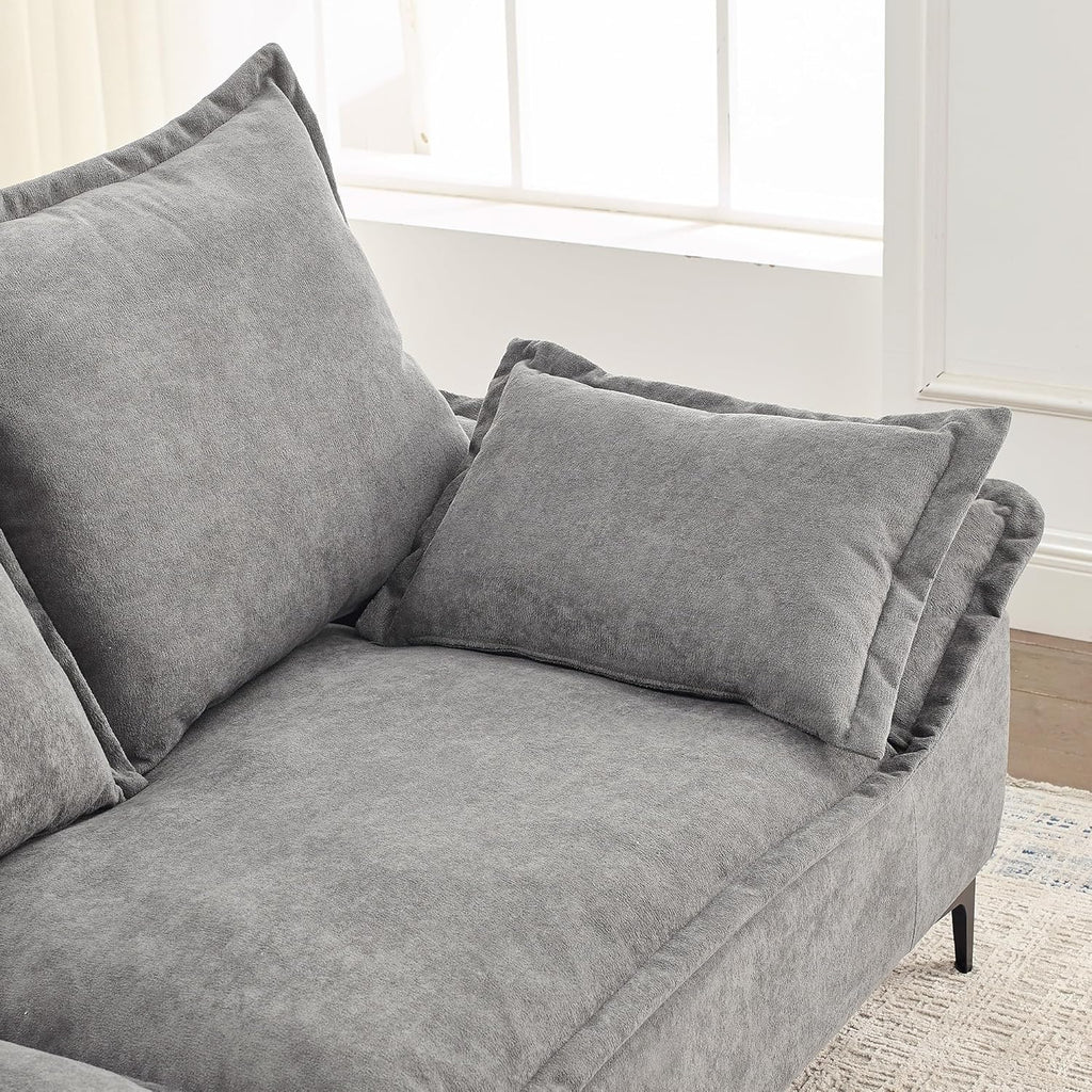 Grey Dutch Velvet 3-Seater Sofa with 2 Pillows E87105