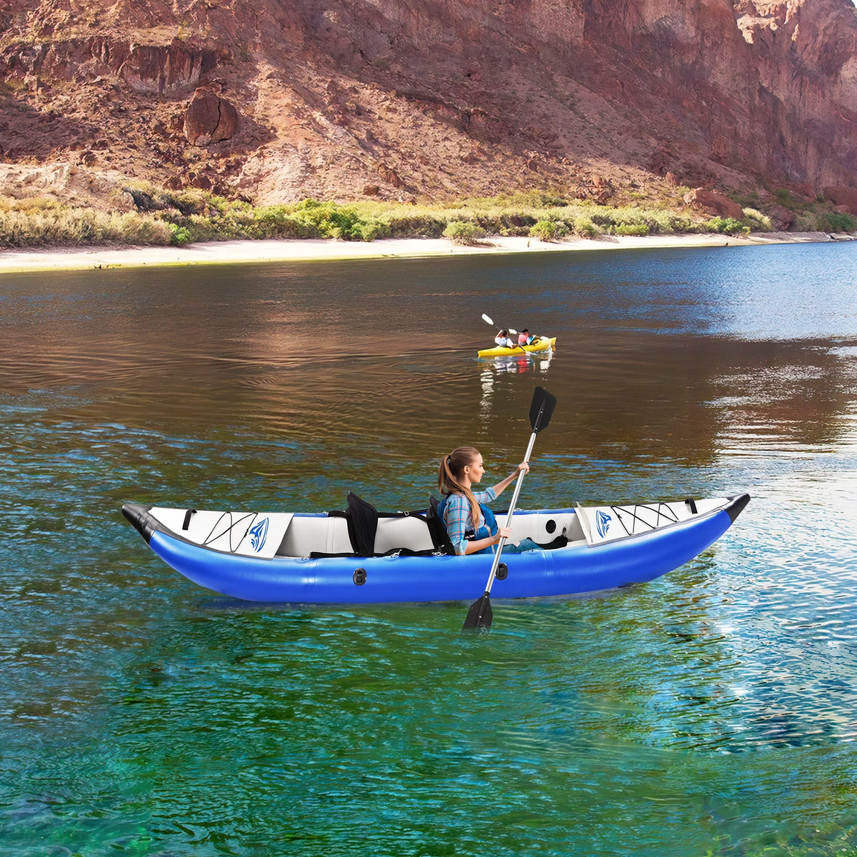 Inflatable Kayak Set with Paddle & Air Pump, Portable Tandem 2 Person Kayak Y655059