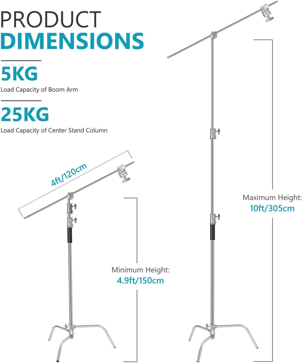 10 Feet C-Stand Light Stand with Extension Boom Arm and Carry Bag F365
