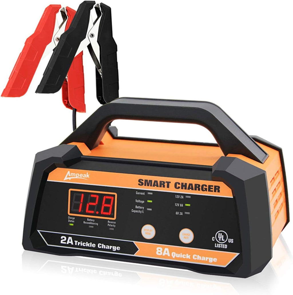 6V 12V Smart Car Battery Charger and Maintainer 2A 8A with Cable Clamps L7799