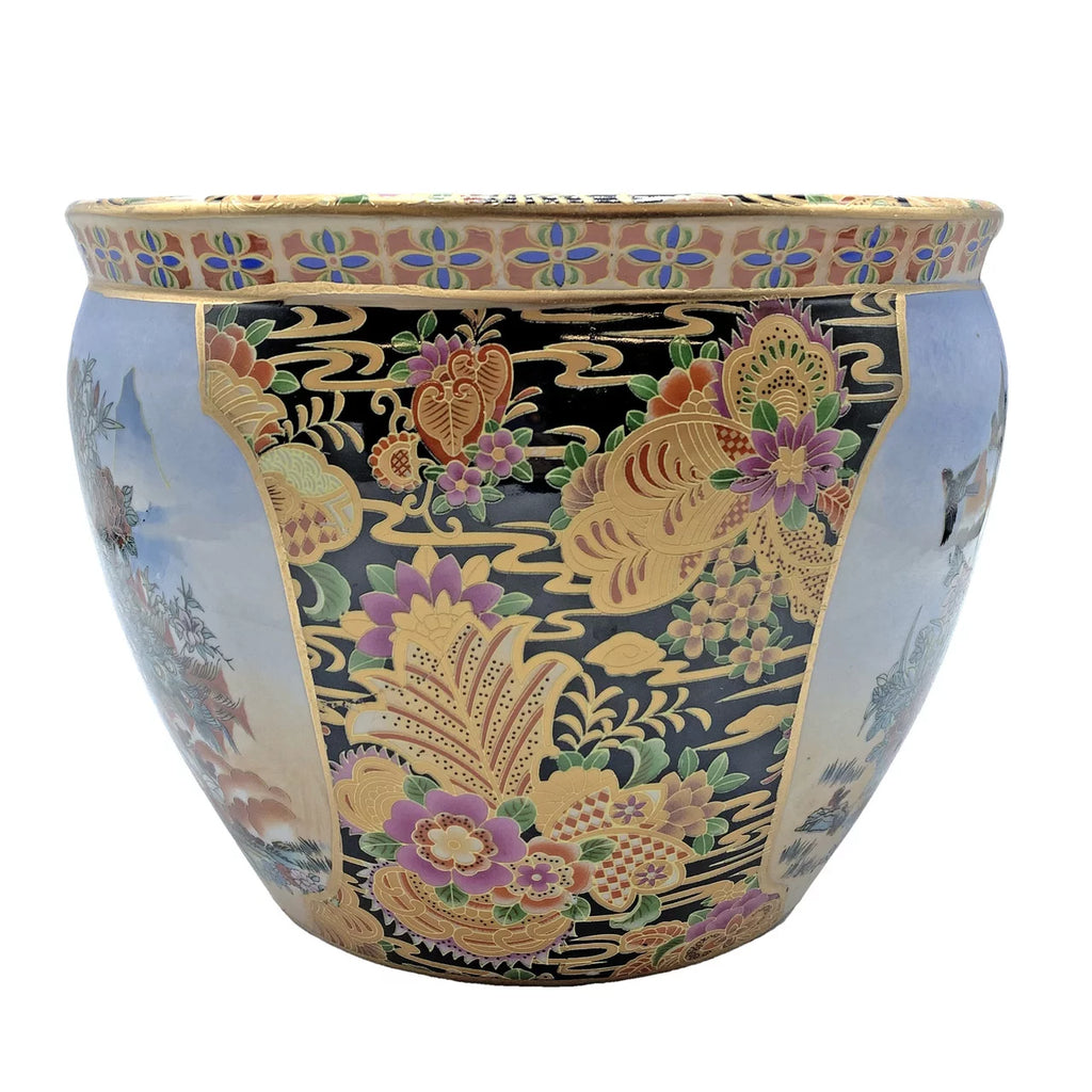 Japanese Satsuma Peacock Planter 10 inch N633037