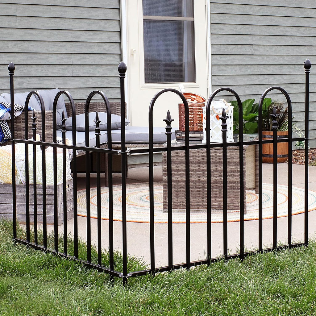 Black Steel Decorative Metal Garden Fence Panels and 3 Posts H793