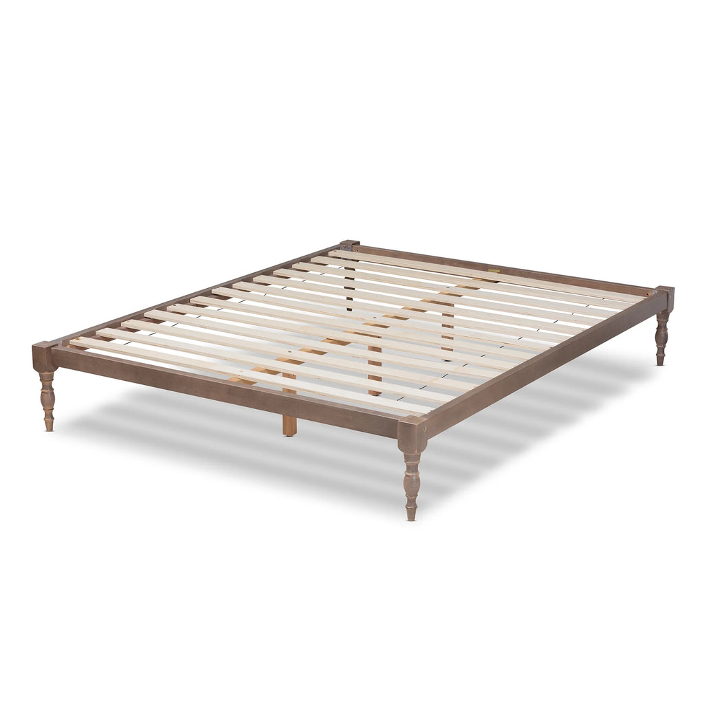 Walnut Brown Wood Full Size Platform Bed Frame G797
