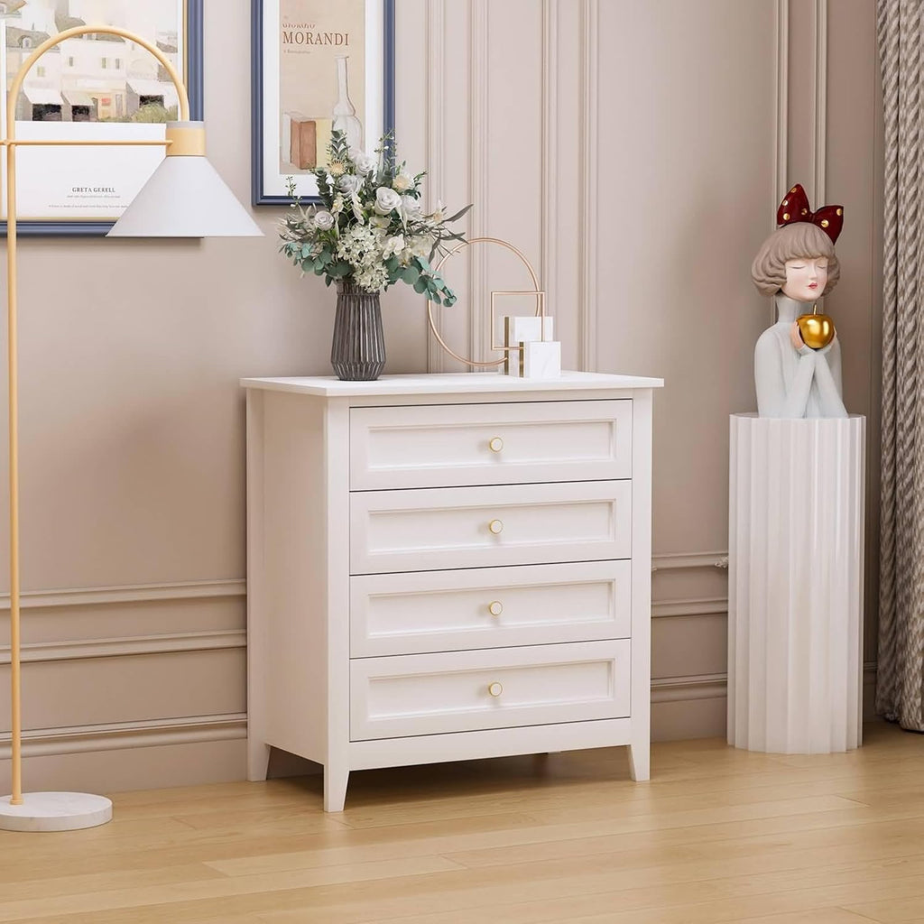 White Solid Wood Drawer Dresser V92774