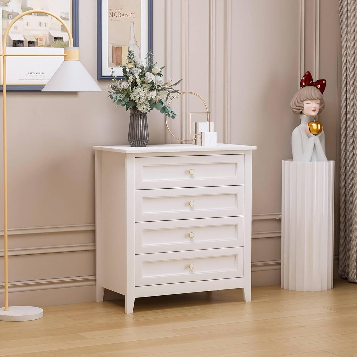 White Solid Wood Drawer Dresser V92774