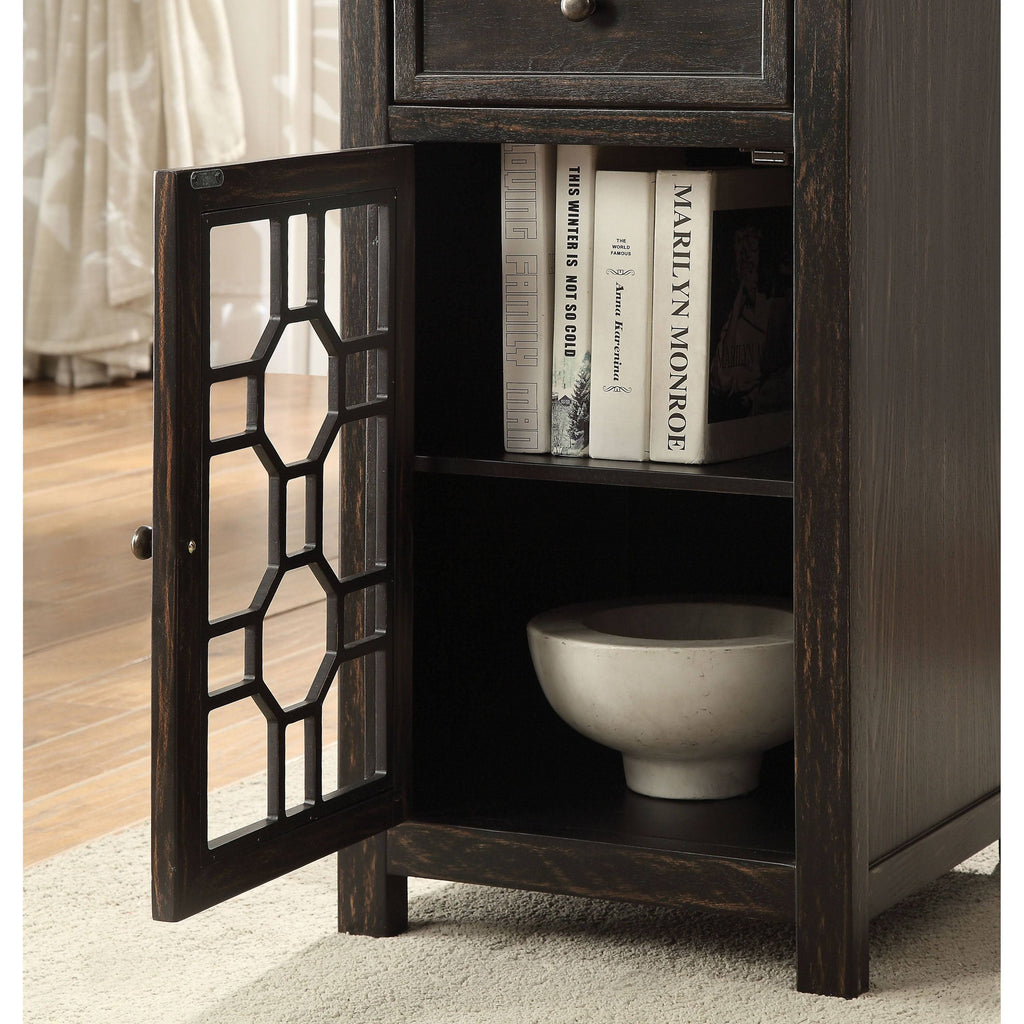 Antique Teal Solid Wood 1-Drawer Side Table C29353