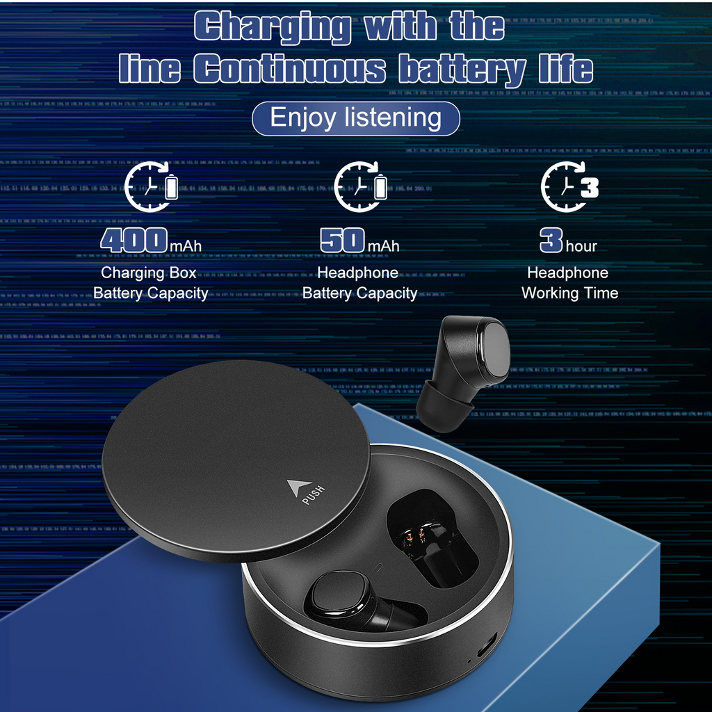 True Wireless Earbuds IPX5 Waterproof Touch Control with Mic Black W586