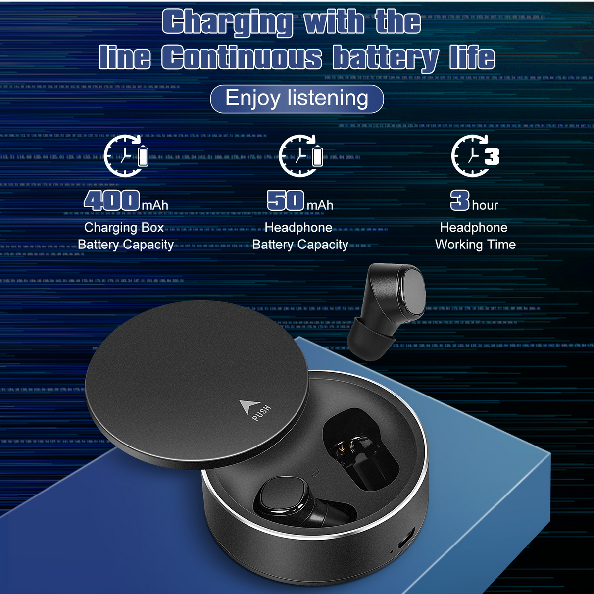True Wireless Earbuds IPX5 Waterproof Touch Control with Mic Black W586