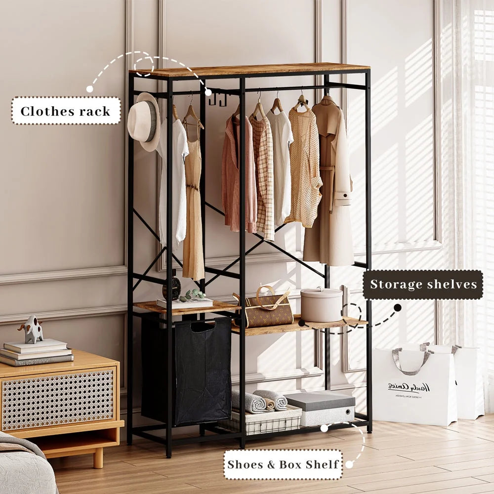 Portable Wardrobe Clothes Rack with Storage Bag Q384248