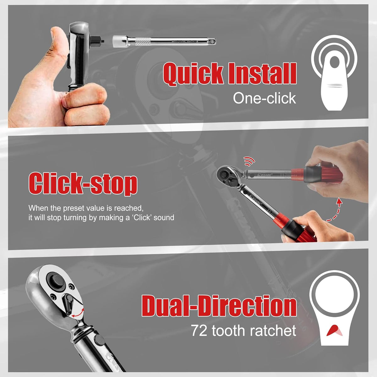 1/4 inch Drive Click Bike Torque Wrench Set 2-20 Nm E52500