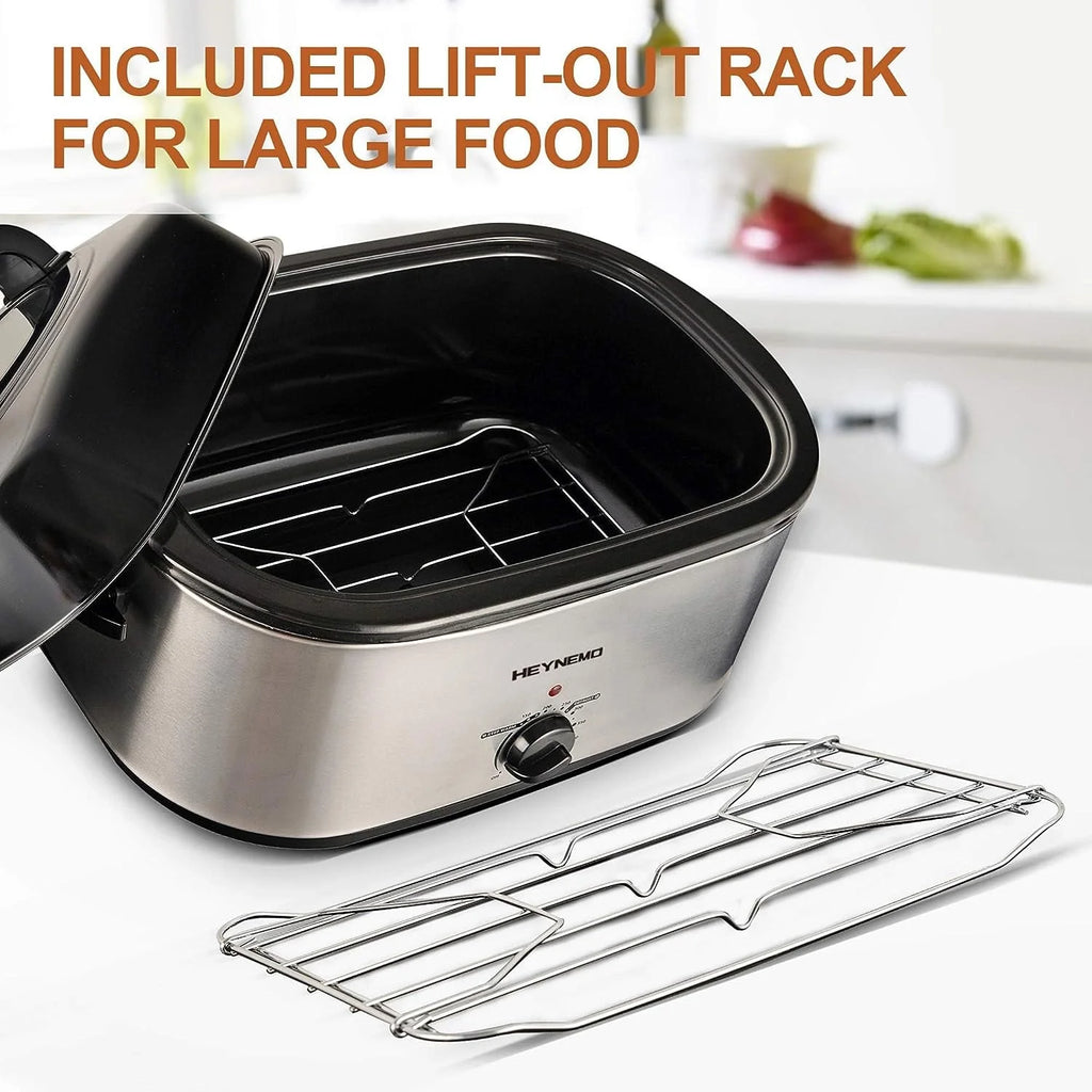 24 QT Stainless Steel Electric Roaster Oven with Self-Basting Lid L40947