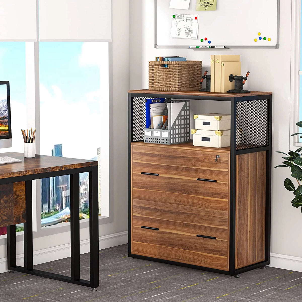2-Drawer Lateral File Cabinet with Lock (Walnut) G635