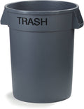 Gray 32 Gallon Plastic Round Trash Container J263930