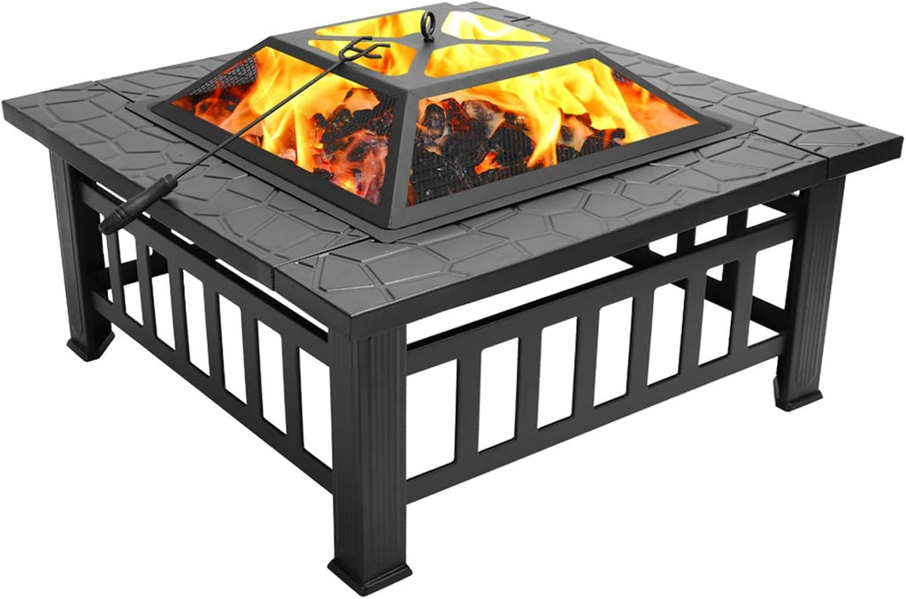 32 Wood Fire Pit with Spark Screen Cover J19836