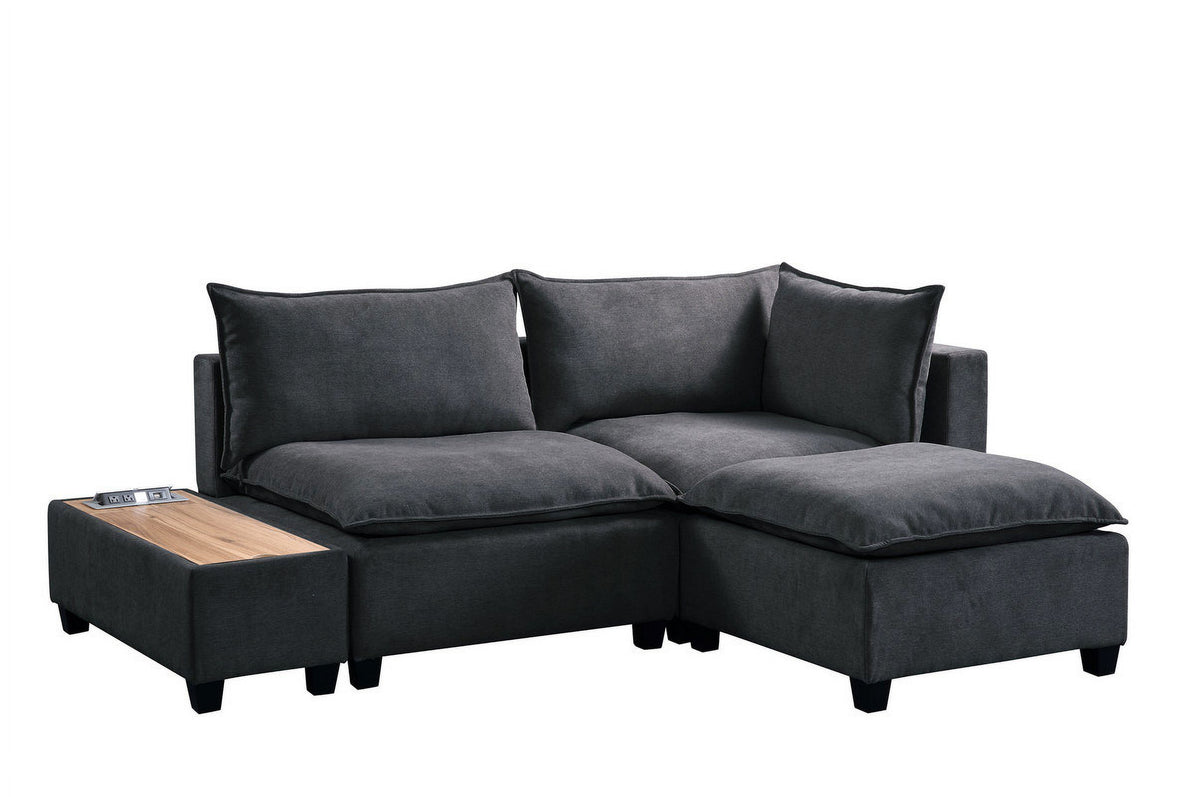 Dark Gray Fabric Sectional Set P35021