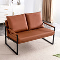 Brown PU Leather Two-Seater Sofa Chair with 2 Pillows Z846022