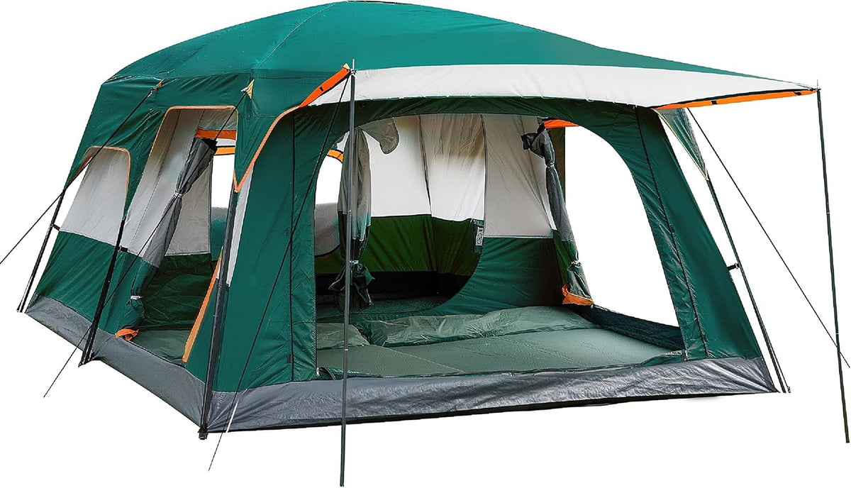 12 Person 2 Room Straight Wall Double Layer Waterproof Tent Y501