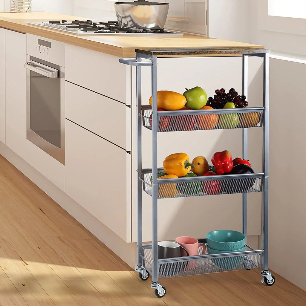 4 Tier Slim Rolling Storage Cart with Handle U16584