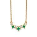 14K Yellow Gold Emerald and Real Diamond 18 inch Necklace A16883