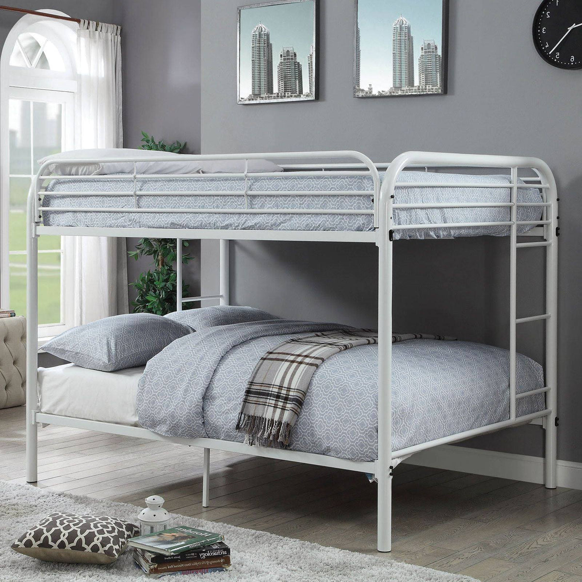 White Full Over Full Bunk Bed N26823