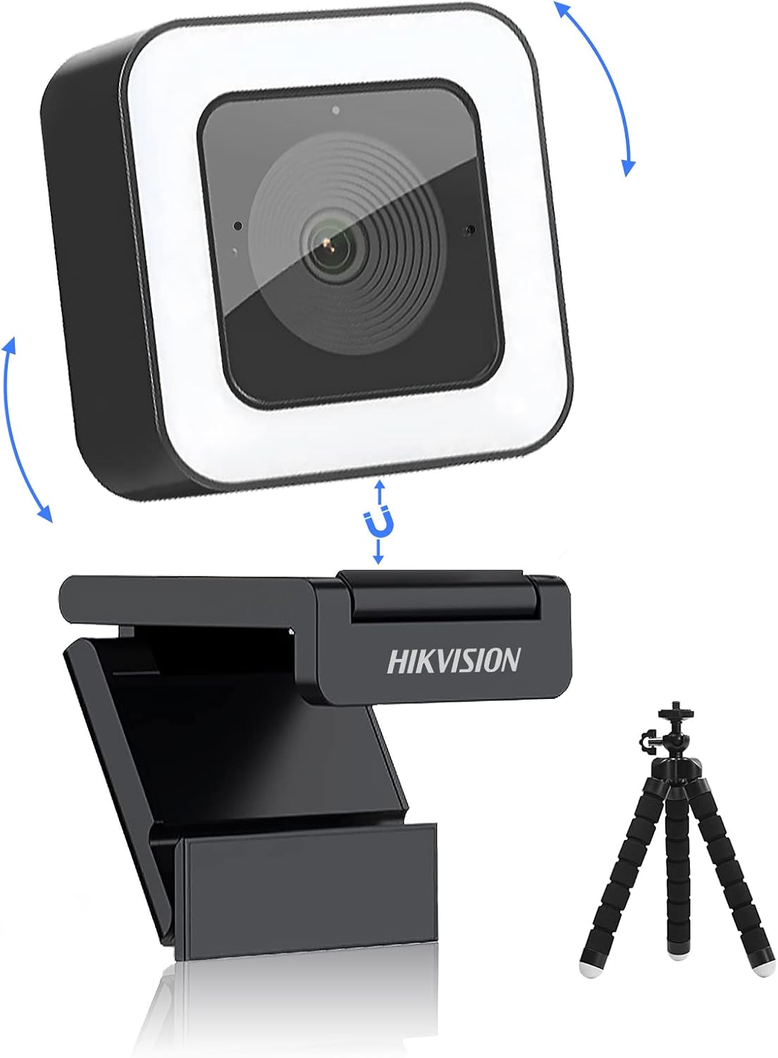 4K HD Webcam with Light Microphone, 2 Built-in Noise Reduction Mics, Autofocus, 30fps Type C USB2.0, with Tripod J585