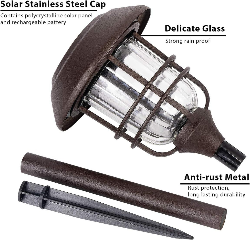 4 Pack Solar Glass and Metal Path Lights H685