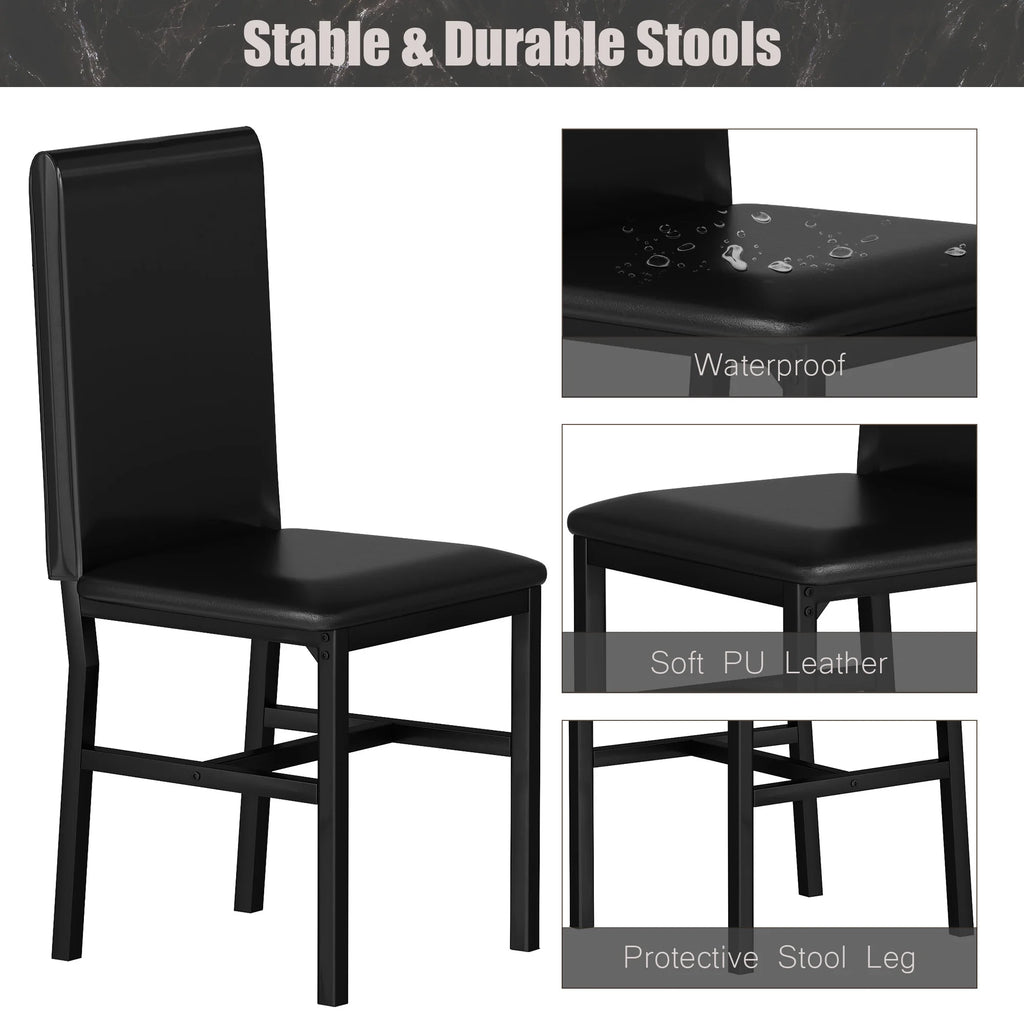 5 Piece Faux Marble Rectangular Dining Table Set with 4 Upholstered Metal Chairs R750408