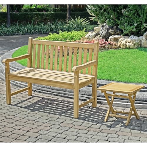 A-Grade Natural Teak Outdoor Bench with Curved Backrest and Arch Armrest Z651219