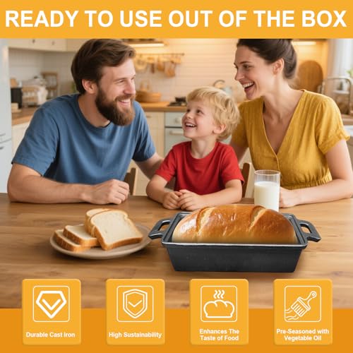 Cast Iron Bread Loaf Pan with Lid 9x5 Inch Set of 2 O75431