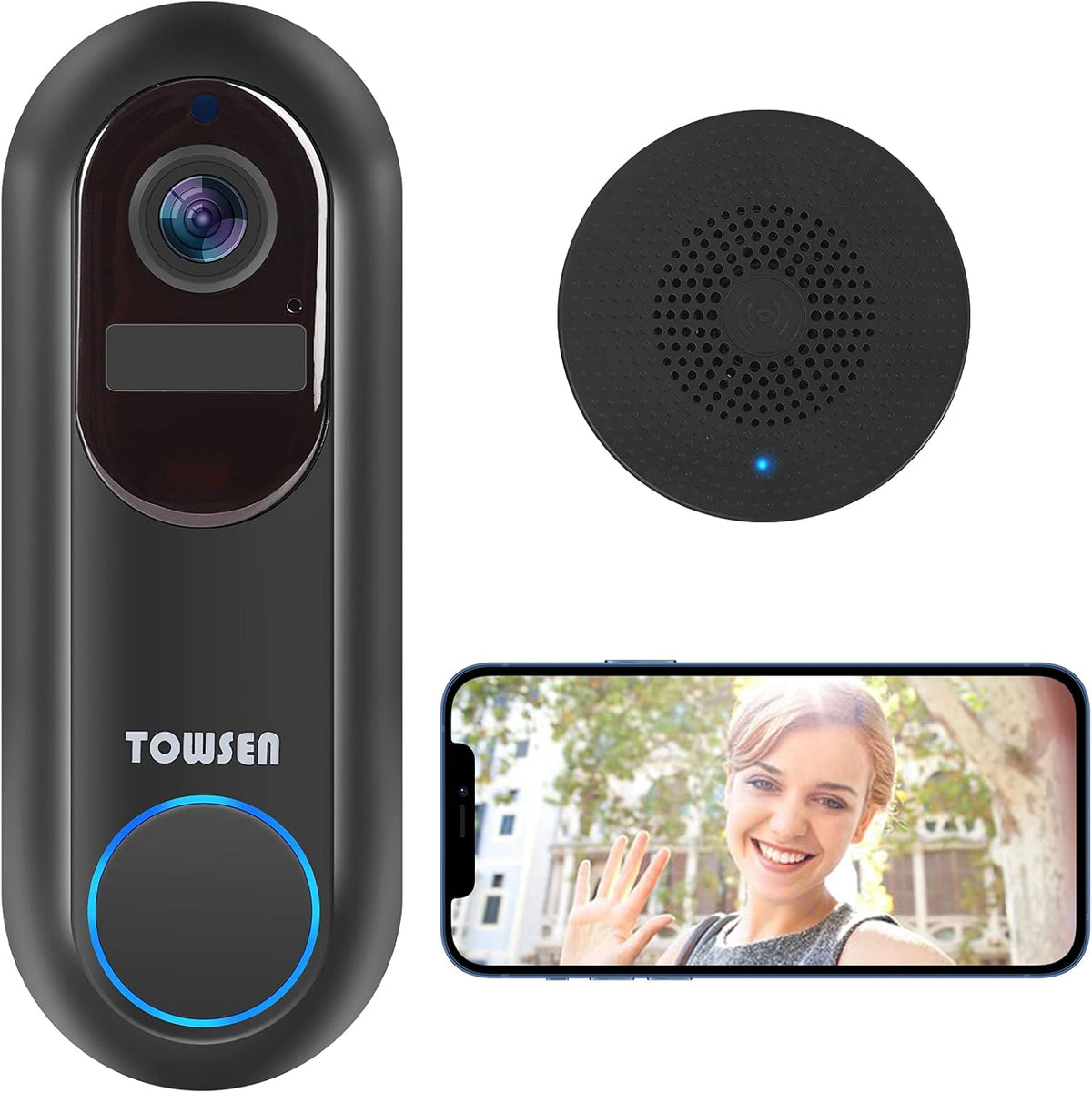 2 Pack Video Doorbell Camera with Chime P1037