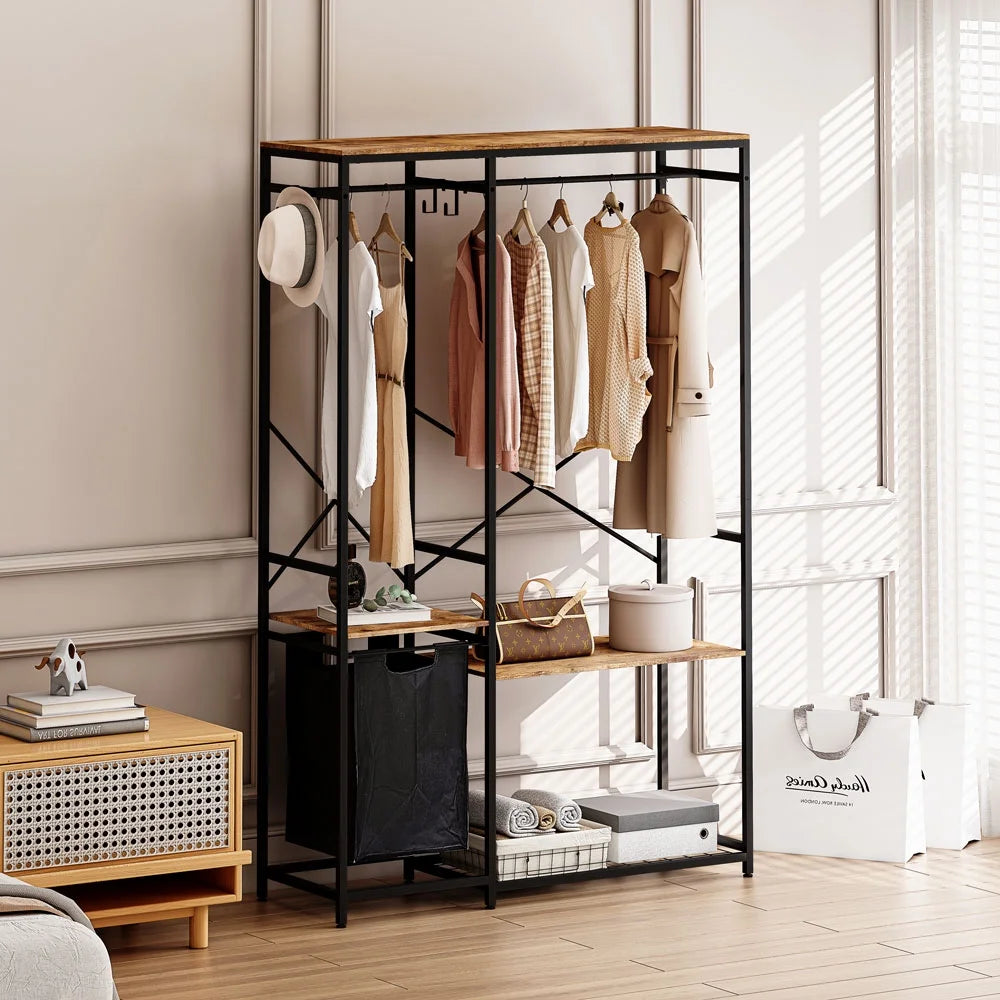 Portable Wardrobe Clothes Rack with Storage Bag Q384248
