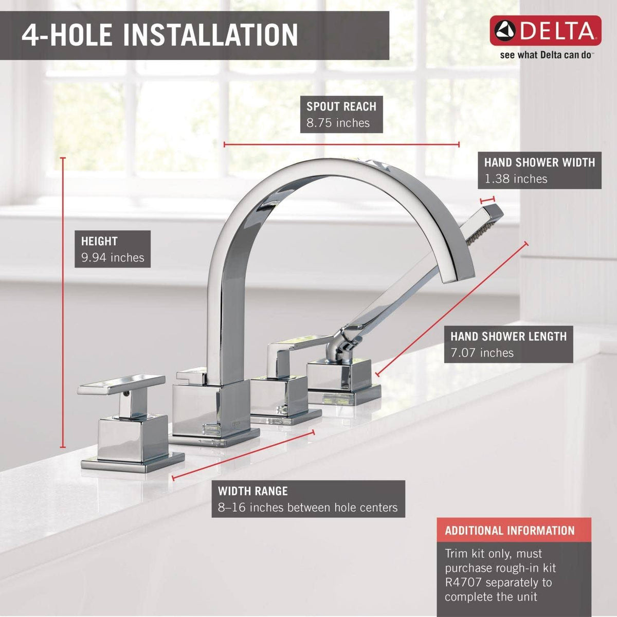 Roman Tub Trim with Hand Shower Stainless A82190