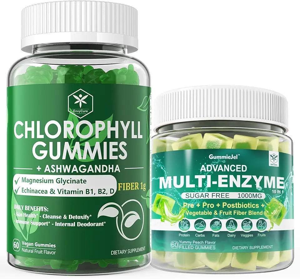 Digestive Enzymes Gummies & Chlorophyll Fiber Gummies Bundle Y7748