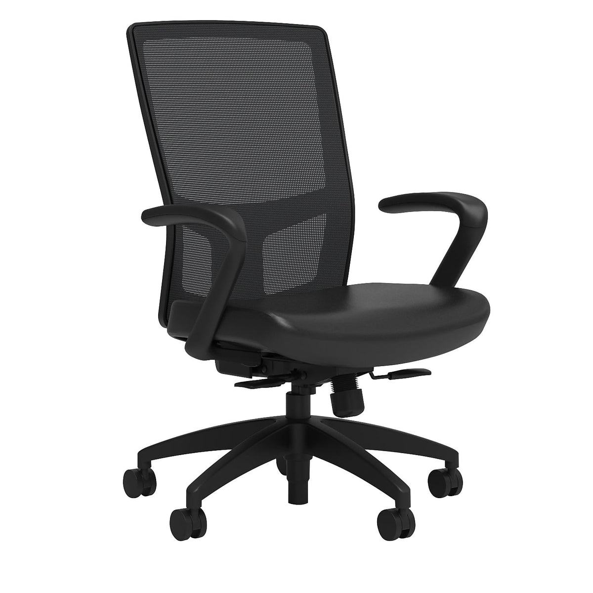 Black Vinyl Task Chair with Lumbar Support N942