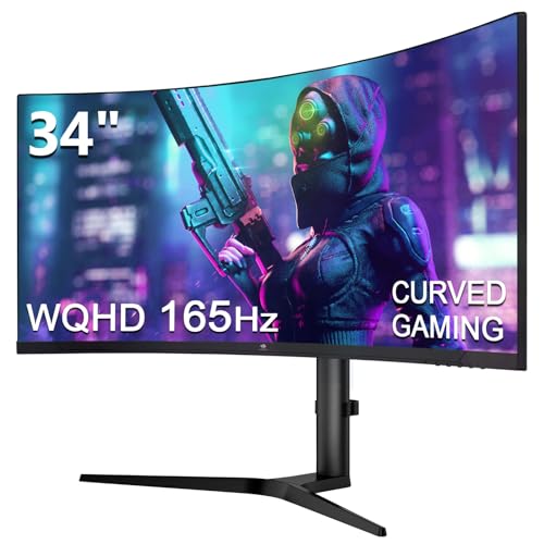 34" Ultrawide 2K Curved Gaming Monitor with 165Hz Refresh Rate, 21:9 Aspect Ratio, 3440x1440 Resolution, VA Panel M992808