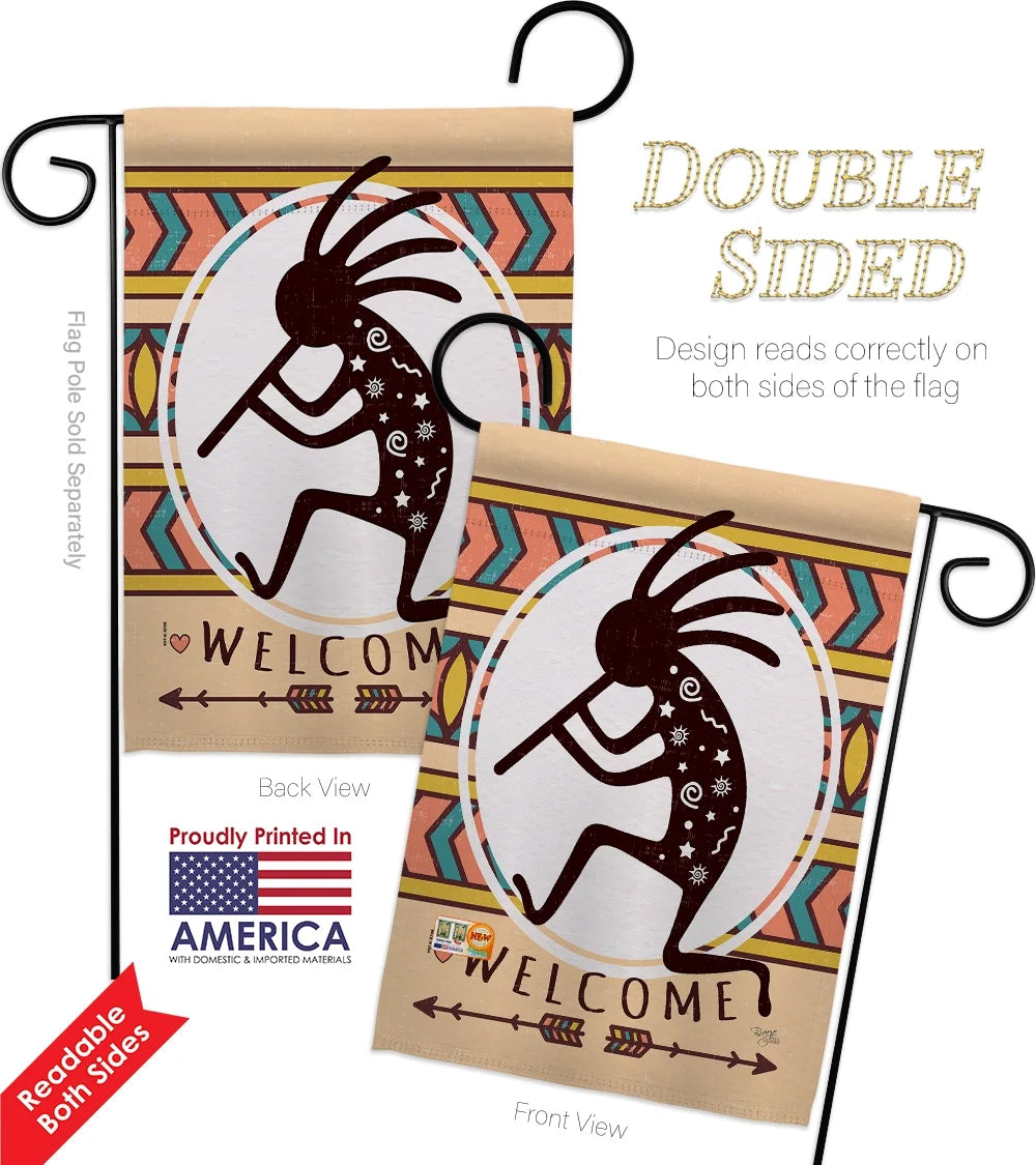 Double Sided Garden Flag Set Metal Pole Hardware Q298965
