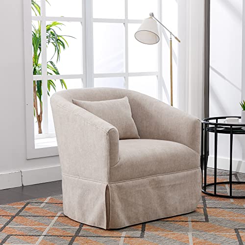 Blue Swivel Accent Chairs Set of 2 Linen Fabric L62511