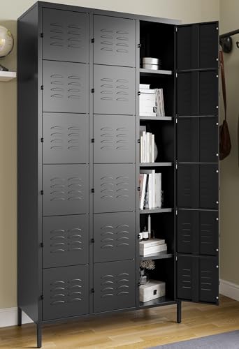 Vintage Metal Lockable 1 Door Storage Locker, Retro Black Steel Locker Q1371