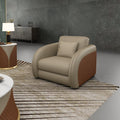 Beige Brown Italian Leather Arm Chair Z607