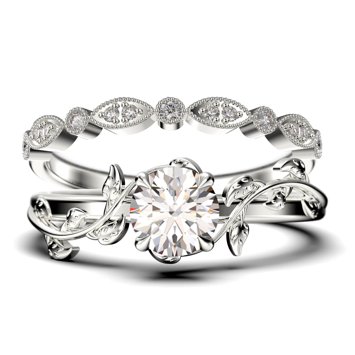 1.50 Carat Round Cut Moissanite Engagement Ring in 925 Sterling Silver With 18k White Gold Plating R28840