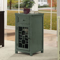 Antique Teal Solid Wood 1-Drawer Side Table C29353