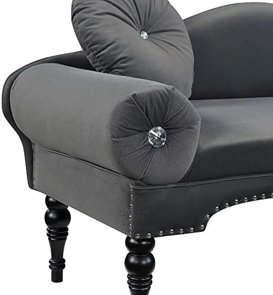 54" Velvet Loveseat Sofa 2 Seater Couch with 2 Round Pillows D669358